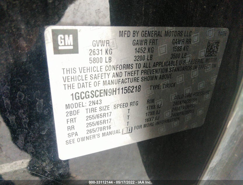 1GCGSCEN9H1156218