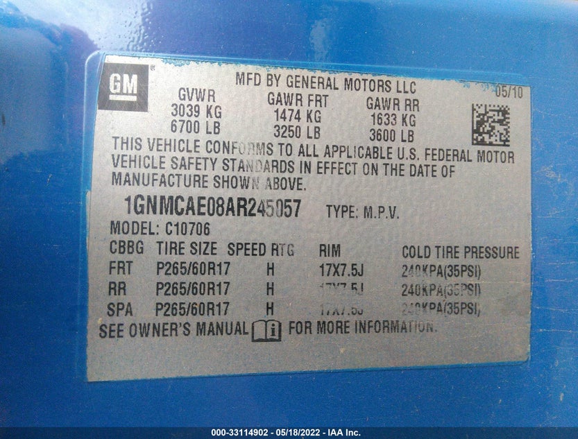 1GNMCAE08AR245057