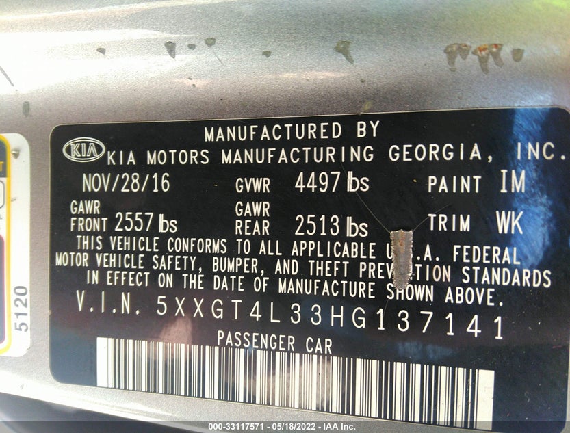 5XXGT4L33HG137141