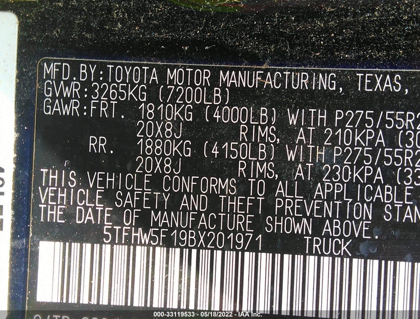5TFHW5F19BX201971