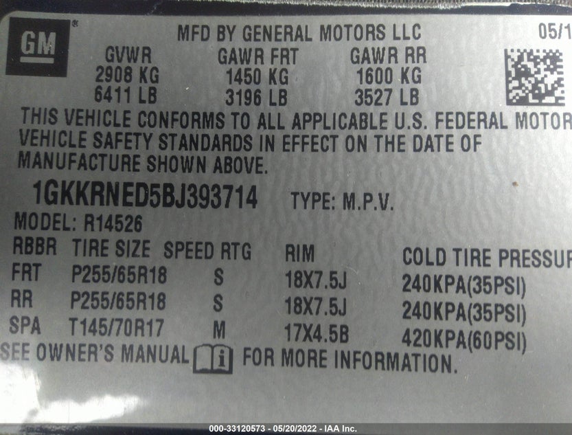 1GKKRNED5BJ393714