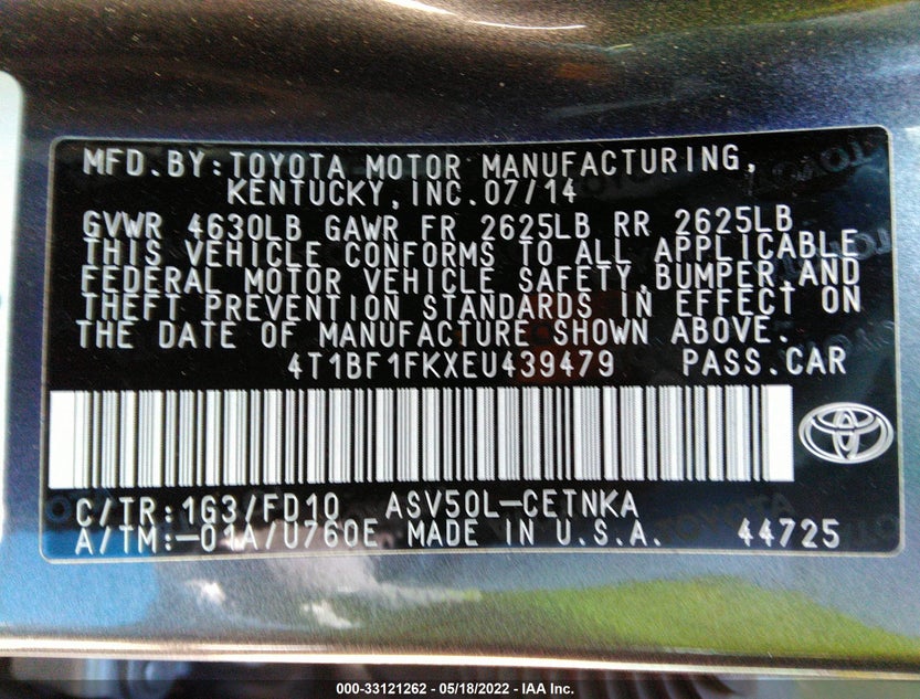 4T1BF1FKXEU439479
