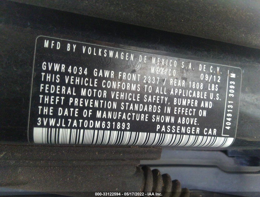 3VWJL7AT0DM631893