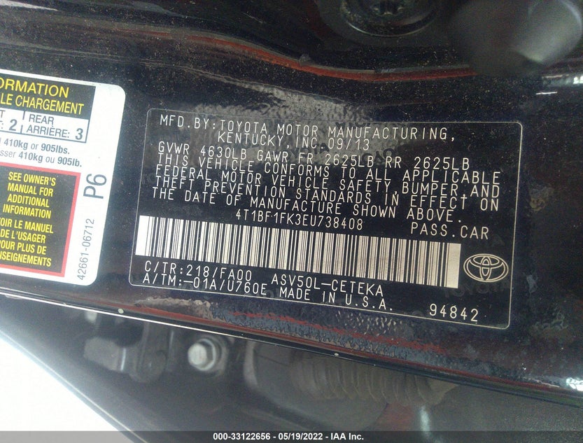 4T1BF1FK3EU738408