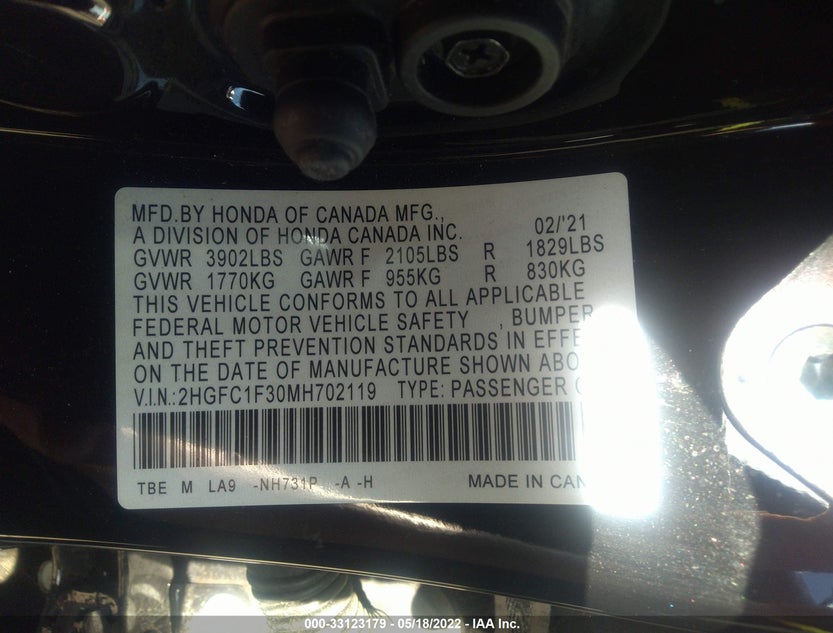 2HGFC1F30MH702119