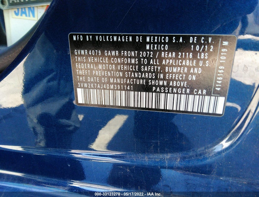 3VW2K7AJ4DM391141