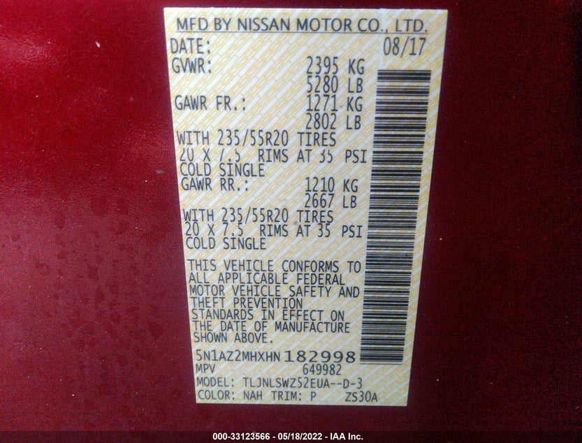 5N1AZ2MHXHN182998