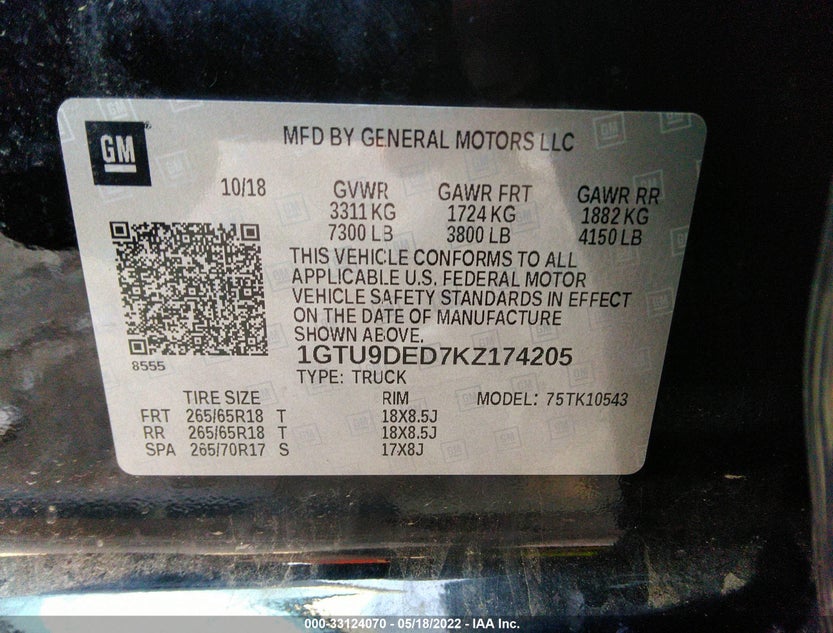 1GTU9DED7KZ174205