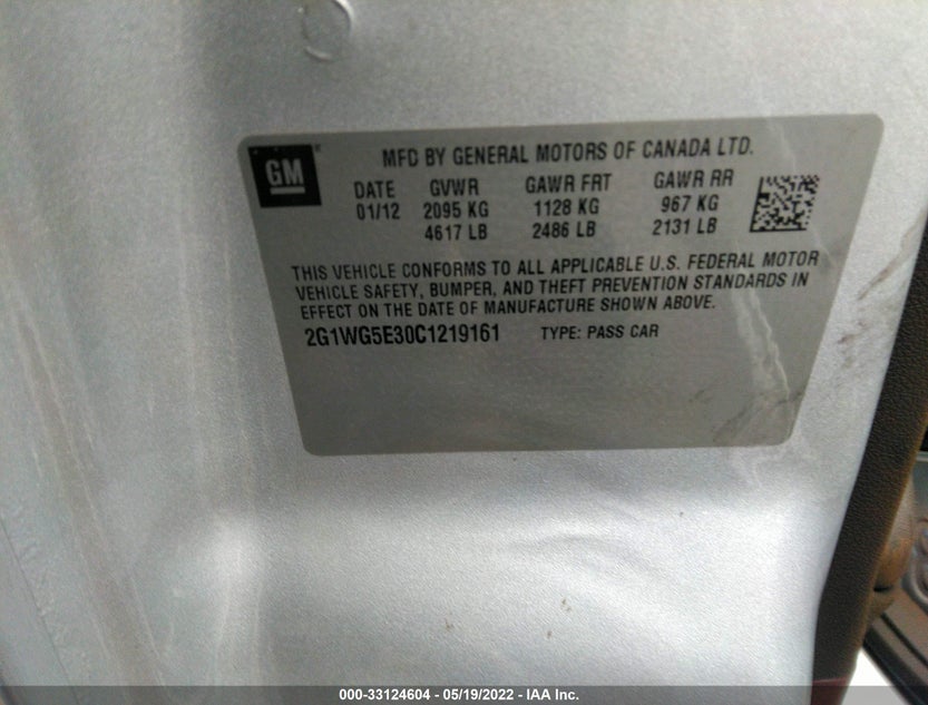 2G1WG5E30C1219161