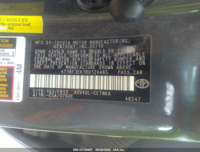 4T1BF3EK1BU124465