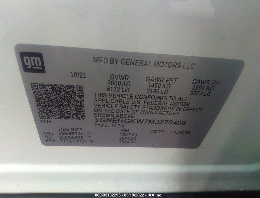 1GNERGKW7MJ270498