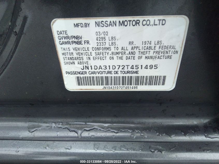 JN1DA31D72T451495 2002 Nissan Maxima Se