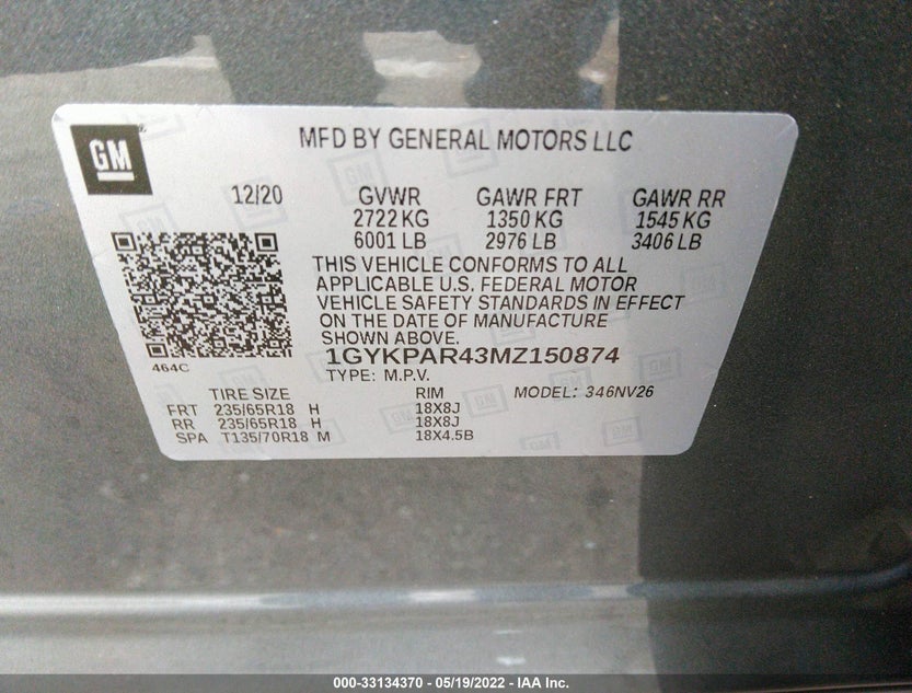 1GYKPAR43MZ150874
