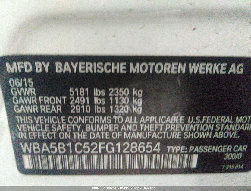 WBA5B1C52FG128654