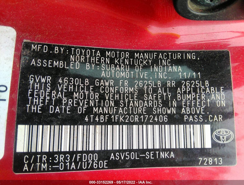 4T4BF1FK2CR172406