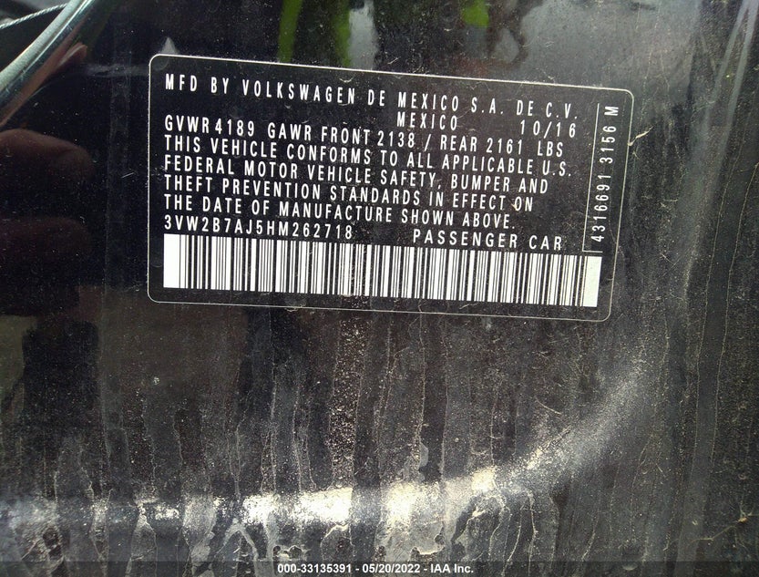 3VW2B7AJ5HM262718