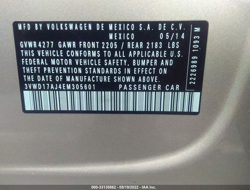 3VWD17AJ4EM305601