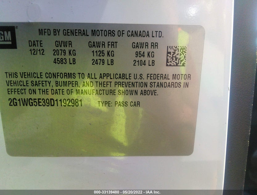 2G1WG5E39D1192981