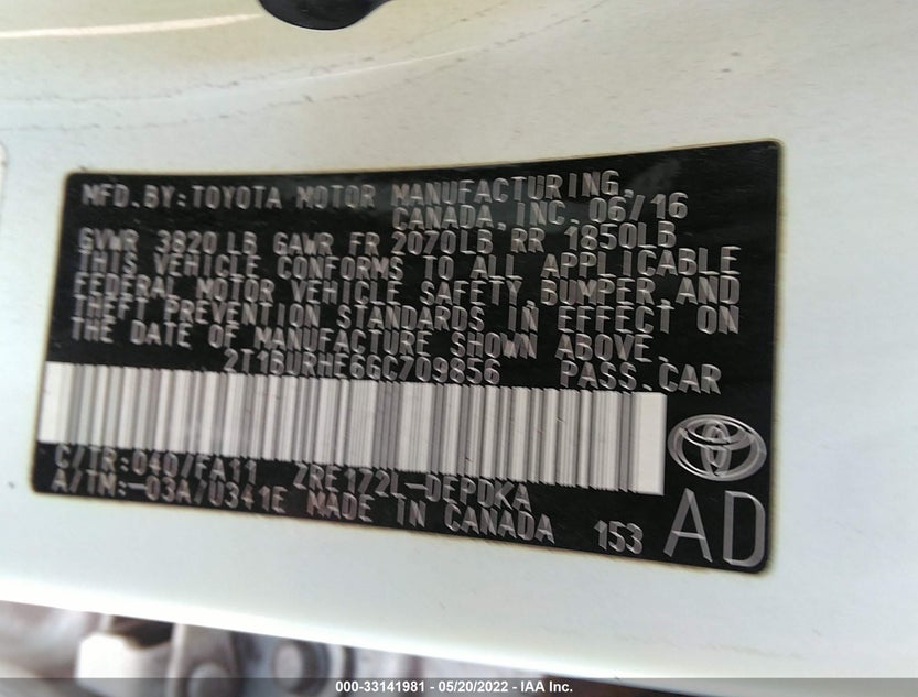 2T1BURHE6GC709856