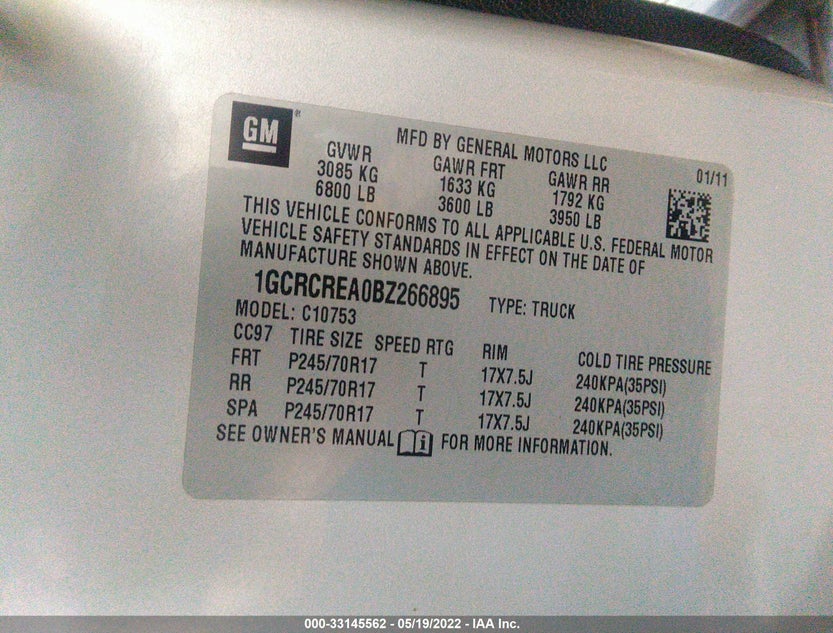 1GCRCREA0BZ266895