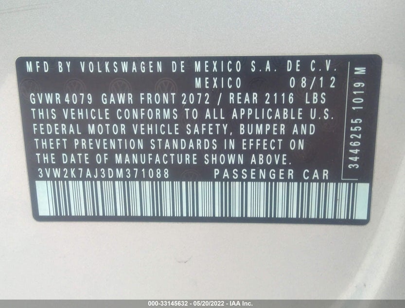 3VW2K7AJ3DM371088