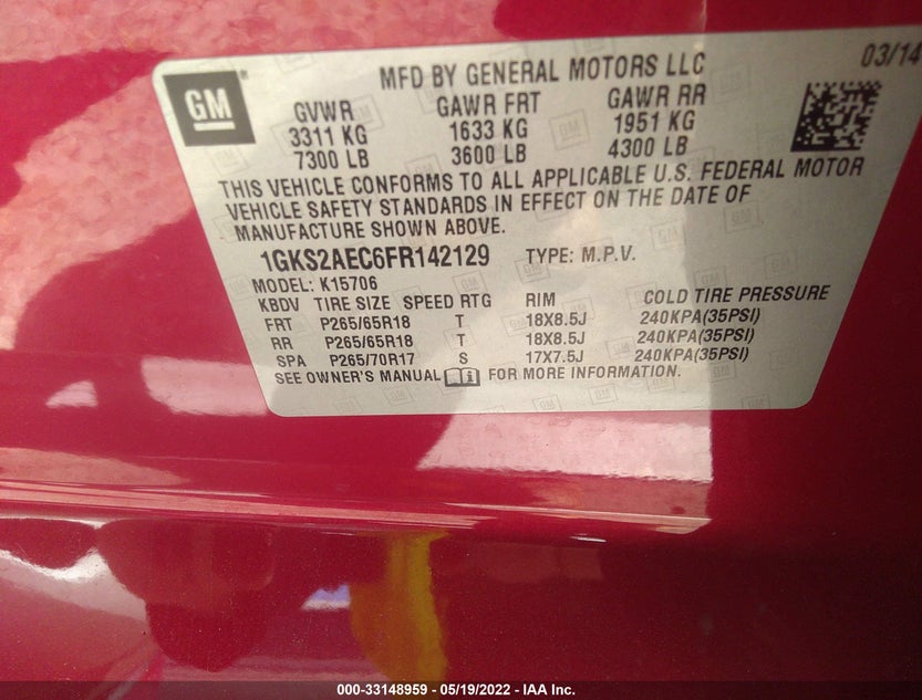 1GKS2AEC6FR142129