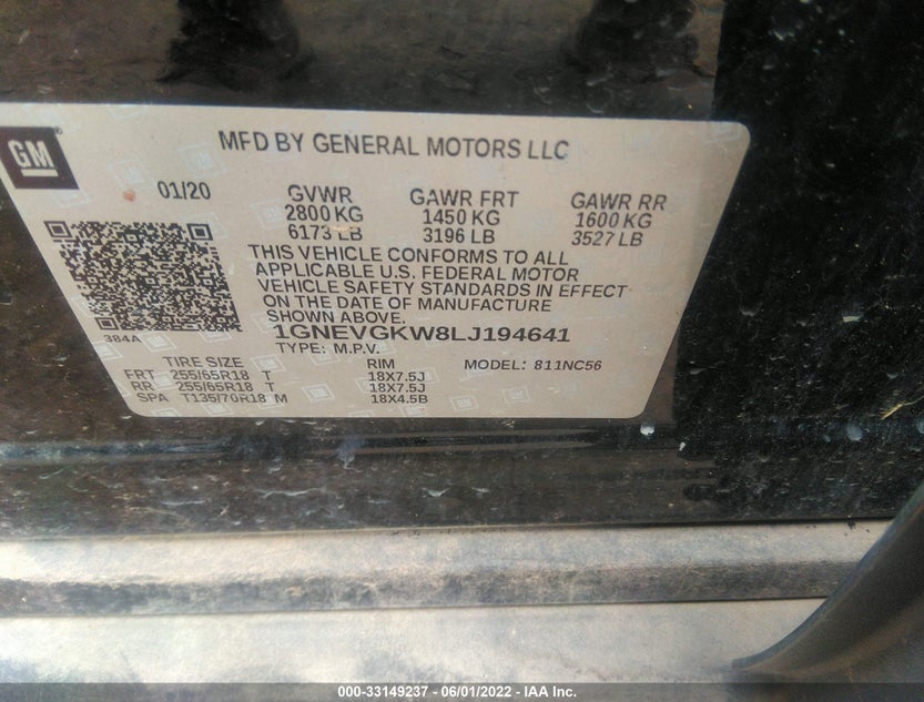 1GNEVGKW8LJ194641
