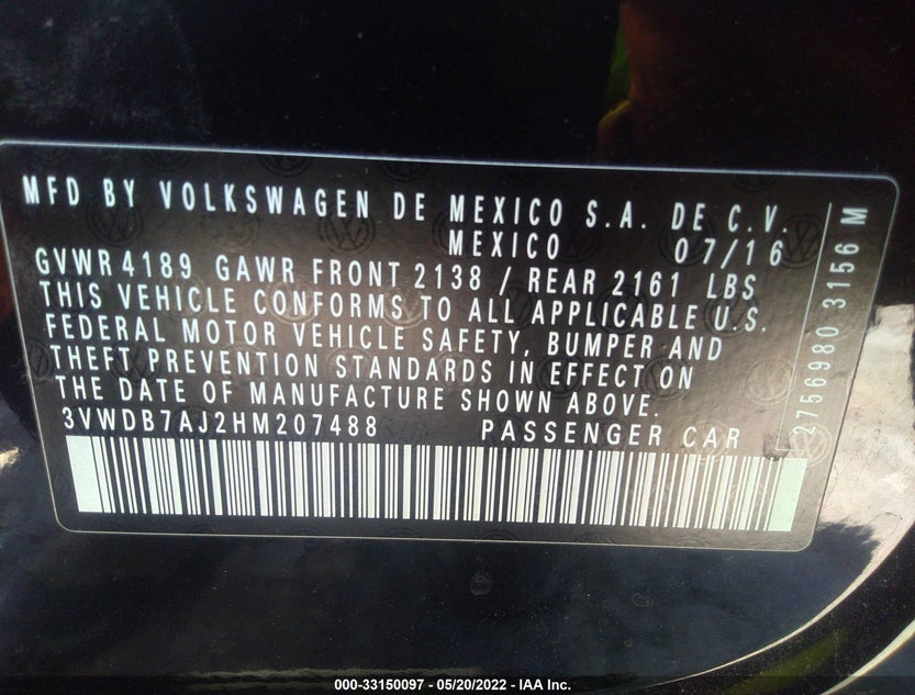 3VWDB7AJ2HM207488