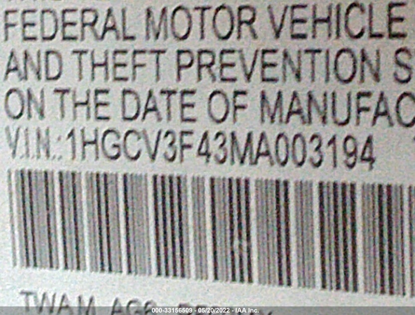 1HGCV3F43MA003194