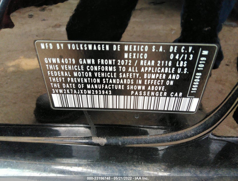 3VW2K7AJXDM293943