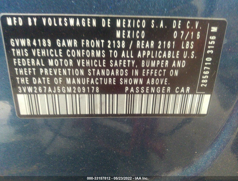 3VW267AJ5GM209178