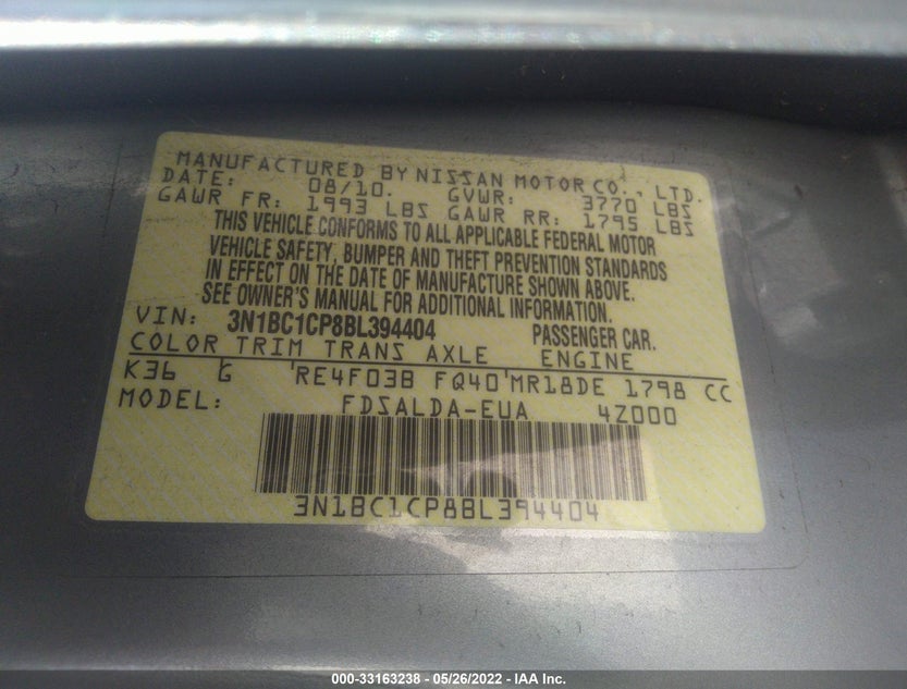 3N1BC1CP8BL394404
