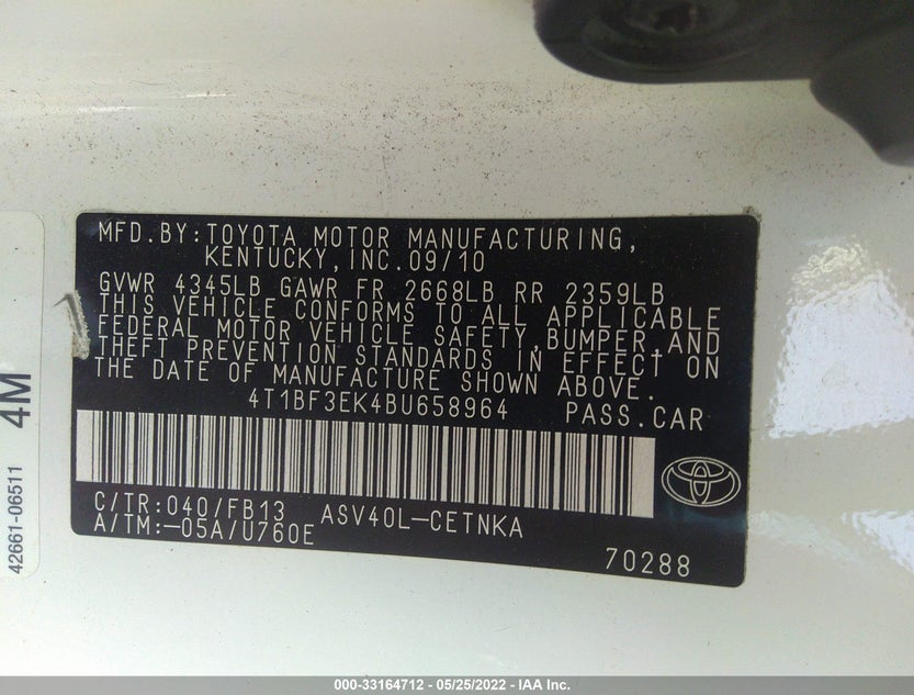 4T1BF3EK4BU658964