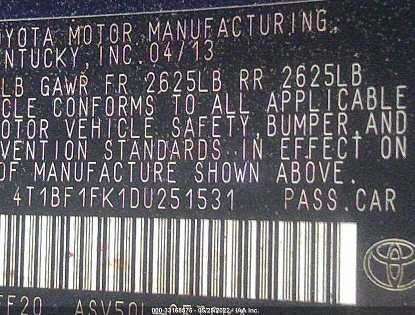 4T1BF1FK1DU251531