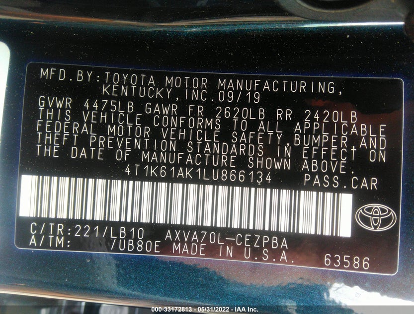 4T1K61AK1LU866134