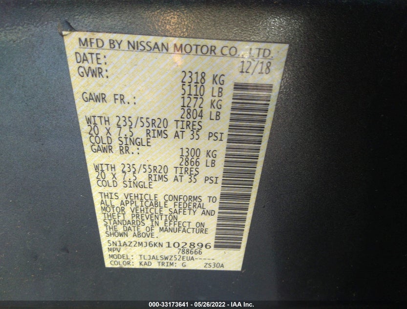 5N1AZ2MJ6KN102896