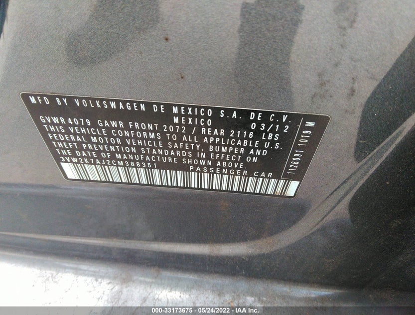 3VW2K7AJ2CM388351