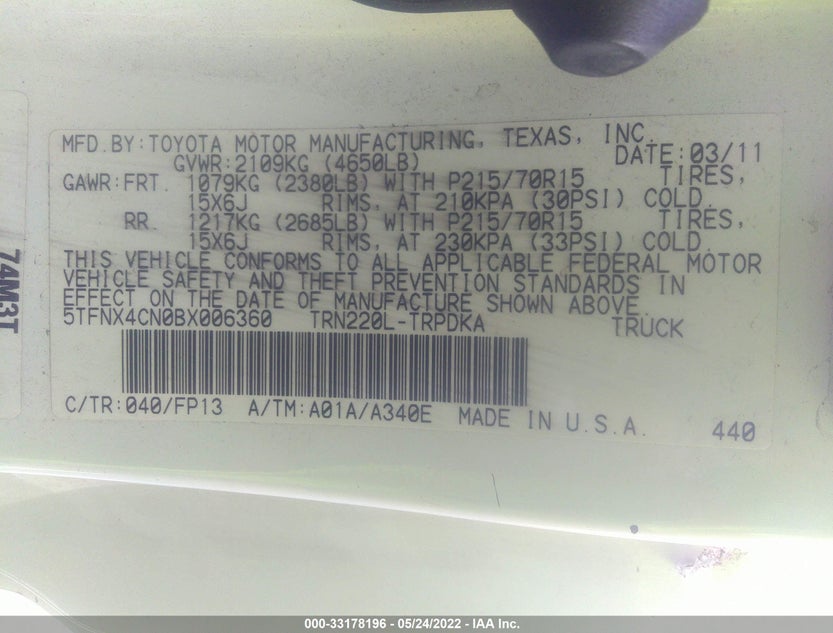 5TFNX4CN0BX006360