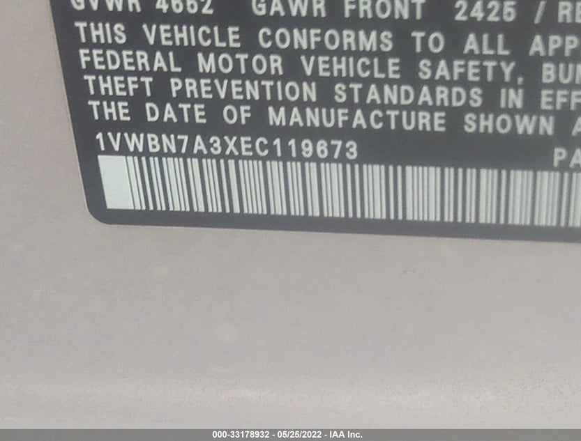 1VWBN7A3XEC119673
