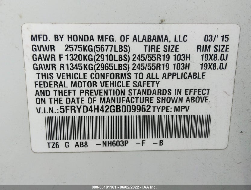 5FRYD4H42GB009962