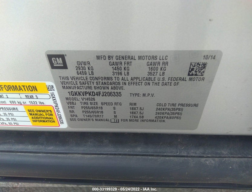 1GKKVPKD4FJ206335