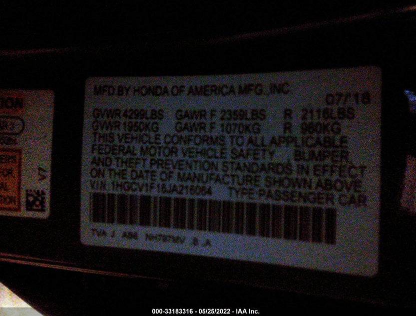 1HGCV1F16JA216064