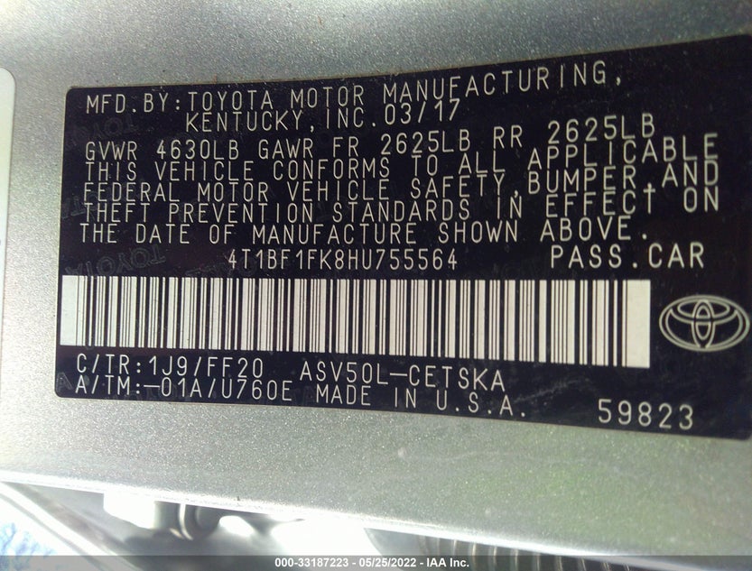 4T1BF1FK8HU755564
