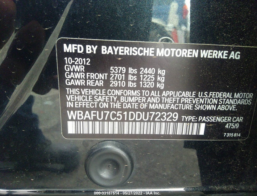 WBAFU7C51DDU72329