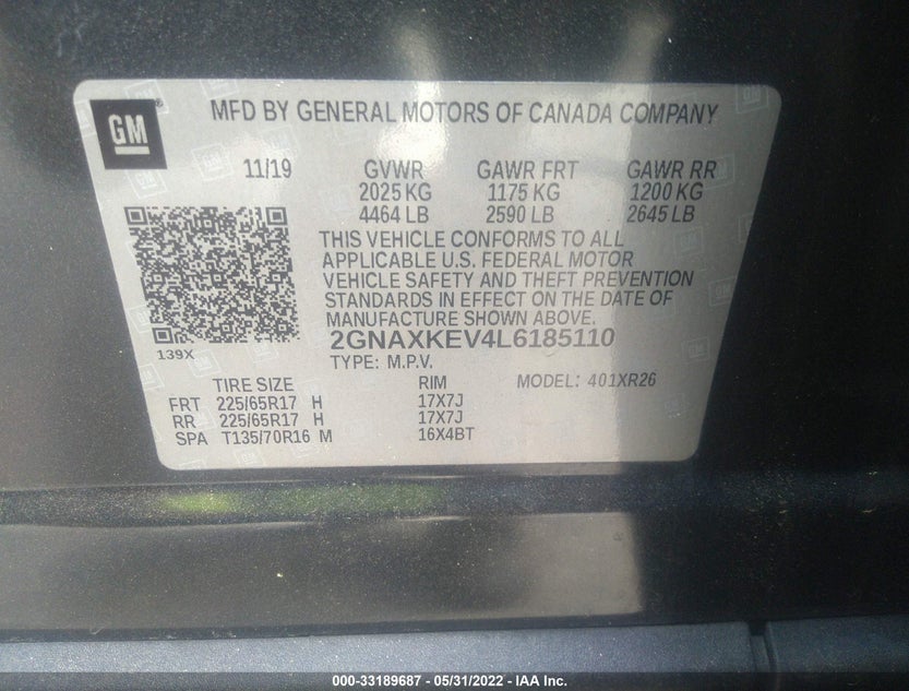 2GNAXKEV4L6185110