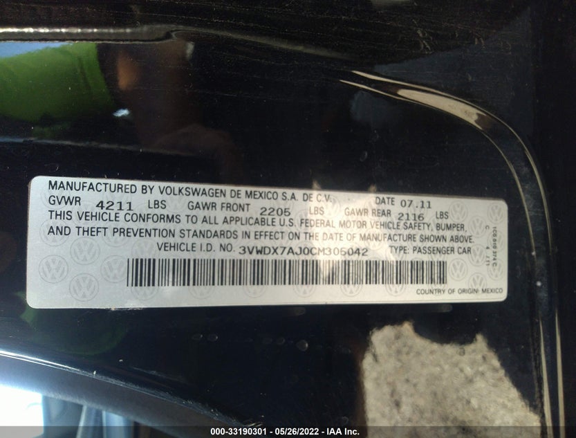 3VWDX7AJ0CM305042
