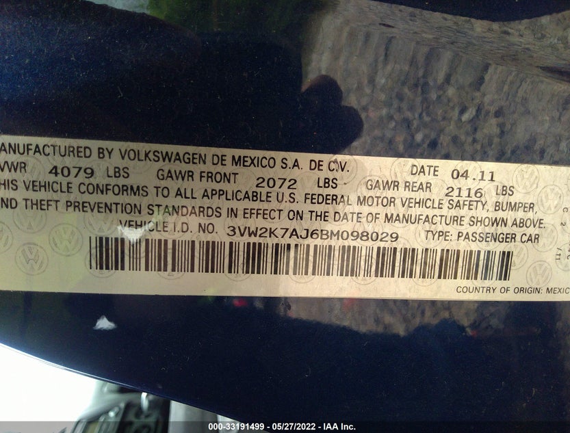 3VW2K7AJ6BM098029