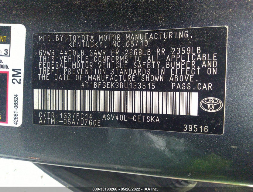 4T1BF3EK3BU153515