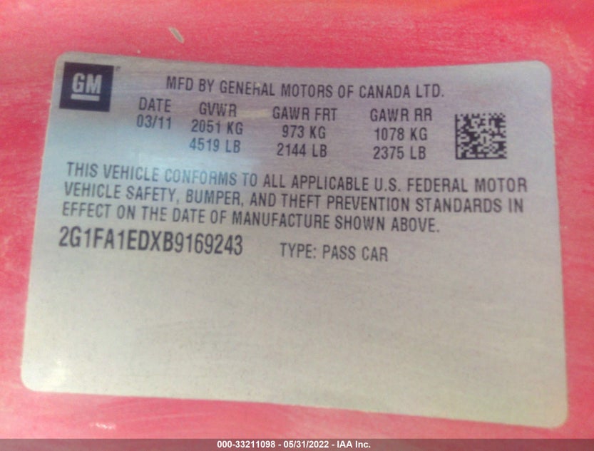 2G1FA1EDXB9169243