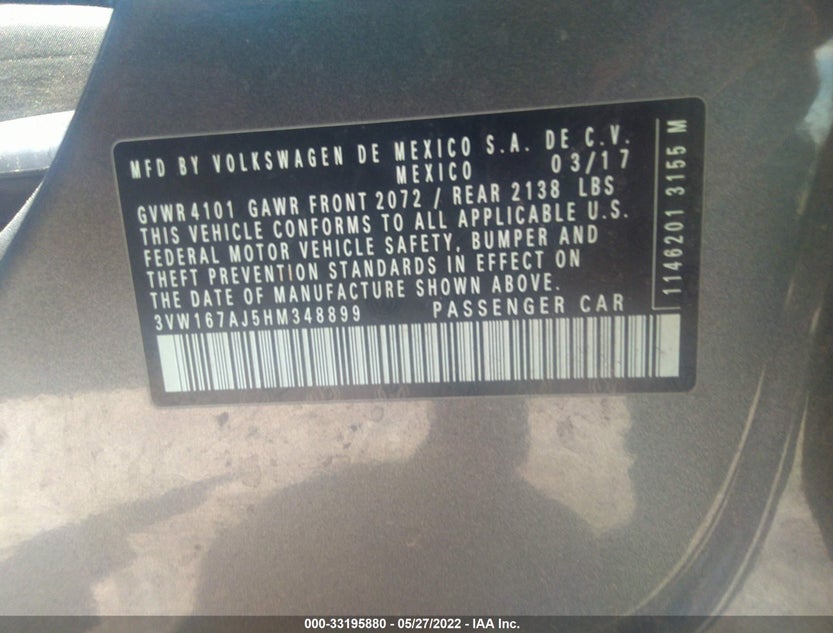 3VW167AJ5HM348899